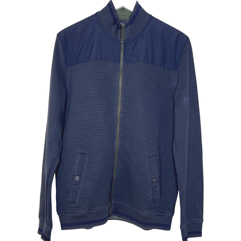 Ted Baker Men's Sweater‎ Zipper Navy Cotton High Neck Pockets Layering Travel L